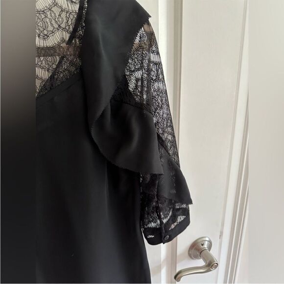 REBECCA MINKOFF GORGEOUS SILK AND LACE BLOUSE BLACK SIZE 0 - Picture 8 of 11